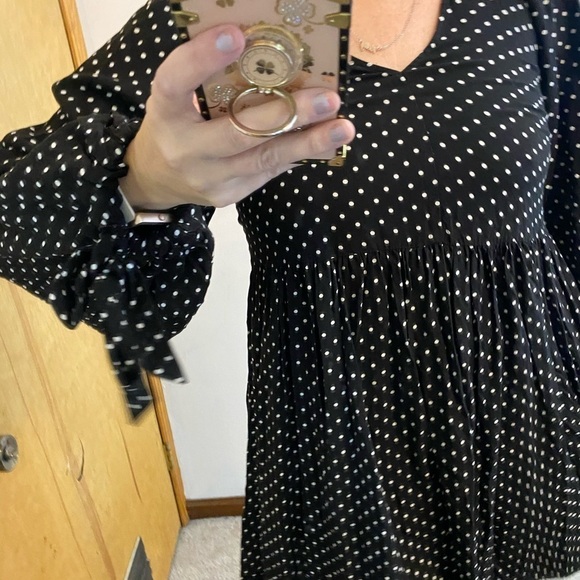 ASOS Design Black and White Polka Dot Tie Sleeve Babydoll Dress - Picture 2 of 13